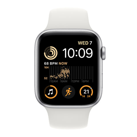 GETIT.QA- Qatar’s Best Online Shopping Website offers APPLE WATCH SE GPS SILVER ALUMINIUM CASE WITH WHITE SPORT BAND-- 40 MM-- MNJV3AE at the lowest price in Qatar. Free Shipping & COD Available!