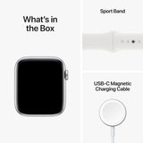 GETIT.QA- Qatar’s Best Online Shopping Website offers APPLE WATCH SE GPS SILVER ALUMINIUM CASE WITH WHITE SPORT BAND-- 40 MM-- MNJV3AE at the lowest price in Qatar. Free Shipping & COD Available!