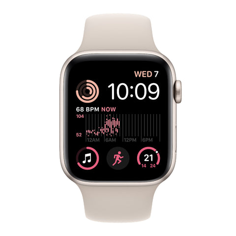 GETIT.QA- Qatar’s Best Online Shopping Website offers APPLE WATCH SE GPS STARLIGHT ALUMINIUM CASE WITH STARLIGHT SPORT BAND-- 44 MM-- MNJX3AE at the lowest price in Qatar. Free Shipping & COD Available!