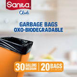 GETIT.QA- Qatar’s Best Online Shopping Website offers SANITA CLUB GARBAGE BAGS OXO-BIODEGRADABLE MEDIUM-- 30 GALLONS SIZE 72 X 85 CMS-- 20 PCS at the lowest price in Qatar. Free Shipping & COD Available!