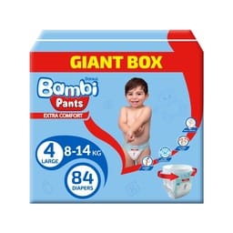 Bambi Diaper Pants Box Large Size 4 (8-14 kg) 84 pcs