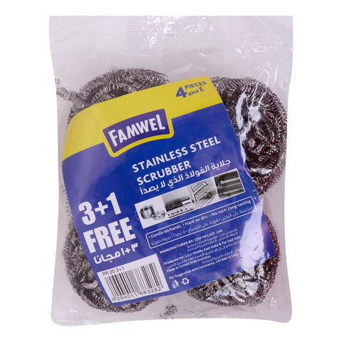 Famwel Stainless Steel Scrubber 4 pcs