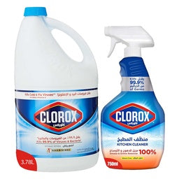 Clorox Bleach 3.78 Litres + Kitchen Cleaner Spray 750 ml