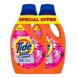 Tide Triple Power Downy Floral Breeze Liquid Detergent Value Pack 2 x 1.8 Litres