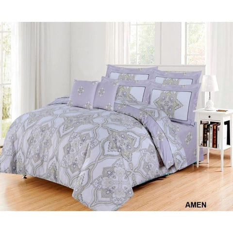Barbarella Cotton Double Fitted Sheet Set, 3 pcs, 144 Thread Count, Amen