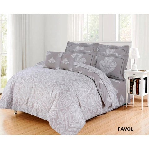 Barbarella Cotton Double Fitted Sheet Set, 3 pcs, 144 Thread Count, Favol