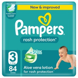 Pampers Rash Protection Taped Diapers, Size 3, 6-10kg, Giant Pack, 84 pcs