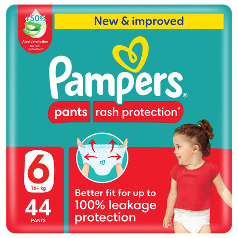 Pampers Rash Protection Pants Diapers, Size 6, 16+kg, Giant Pack, 44 pcs