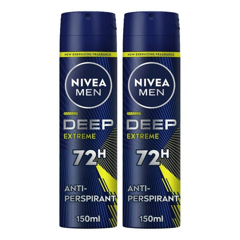 Nivea Men Deep Extreme 72H Anti-Perspirant Spray 2 x 150 ml