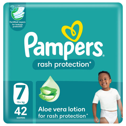Pampers Rash Protection Taped Diapers, Size 7, 15+kg, Giant Pack, 42 pcs