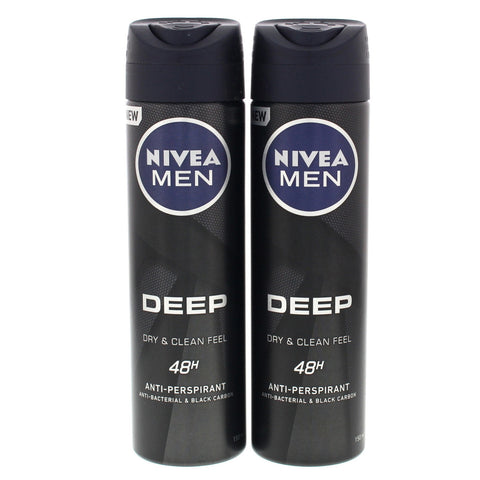 GETIT.QA- Qatar’s Best Online Shopping Website offers Nivea Men Dry And Clean Feel Anti-Perspirant Deodorant Spray Value Pack 2 x 150 ml at the lowest price in Qatar. Free Shipping & COD Available!