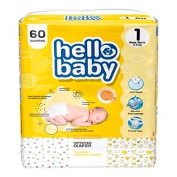 Hello Baby Jumbo Improved Diaper Size 1 New Born 2 - 5kg 60 pcs