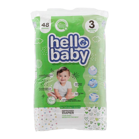 Hello Baby Jumbo Improved Diaper Size 3 Medium 4 - 9kg 48 pcs