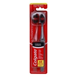 Colgate Brilliant Star Charcoal Toothbrush Medium 2 Pack