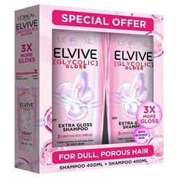 L'Oreal Paris Elvive Glycolic Gloss Extra Gloss Shampoo Value Pack 2 x 400 ml
