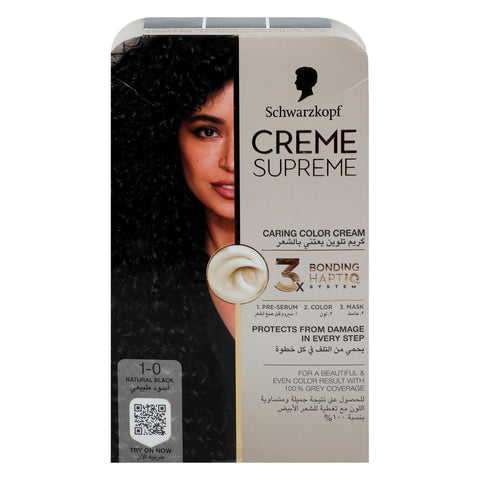 Schwarzkopf Creme Supreme Caring Color Cream 1-0 Natural Black 1 pkt