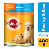 GETIT.QA- Qatar’s Best Online Shopping Website offers PEDIGREE PUPPY WITH POULTRY AND RICE WET DOG FOOD CAN 400 G at the lowest price in Qatar. Free Shipping & COD Available!