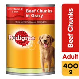 GETIT.QA- Qatar’s Best Online Shopping Website offers PEDIGREE BEEF CHUNKS IN GRAVY WET DOG FOOD CAN 400 G at the lowest price in Qatar. Free Shipping & COD Available!