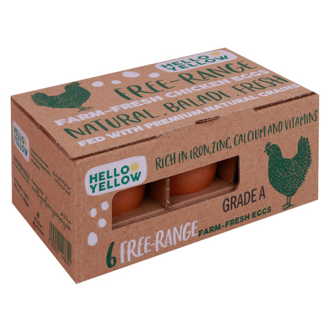 Hello Yellow Free Range Farm-Fresh Chicken Eggs 6 pcs