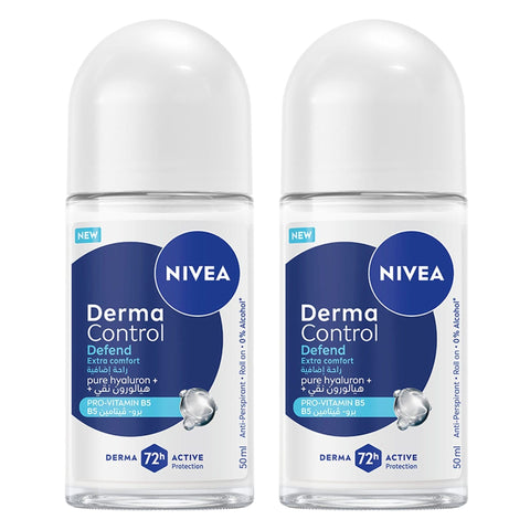 Nivea Derma Control Defend Extra Comfort Anti-Perspirant Roll On For Women 2 x 50 ml