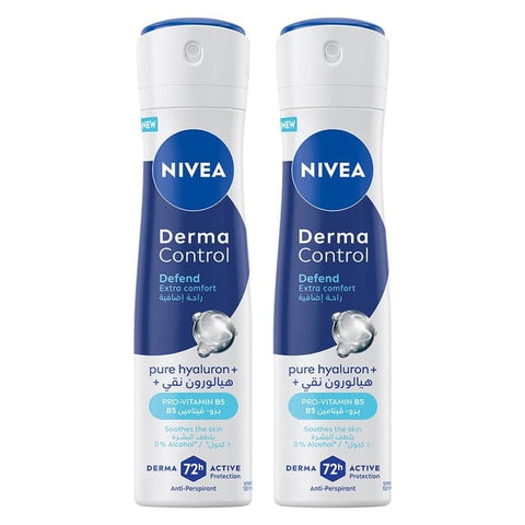 Nivea Derma Control Defend Extra Comfort 72H Protection Anti-Perspirant Spray For Women 2 x 150 ml