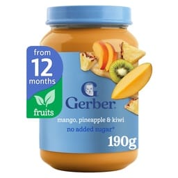Gerber Baby Food Mango, Pineapple & Kiwi Puree No Added Sugar from 12 Months Jar 190 g