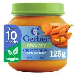 Gerber Organic Baby Food Carrot & Sweet Potato Puree from 10 Months Jar 125 g