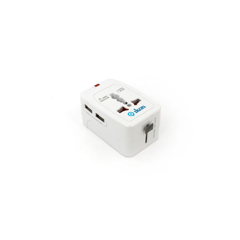 GETIT.QA- Qatar’s Best Online Shopping Website offers IKON UNIVERSAL TRAVEL ADAPTER WITH 2 USB-A PORTS, IK-931 at the lowest price in Qatar. Free Shipping & COD Available!