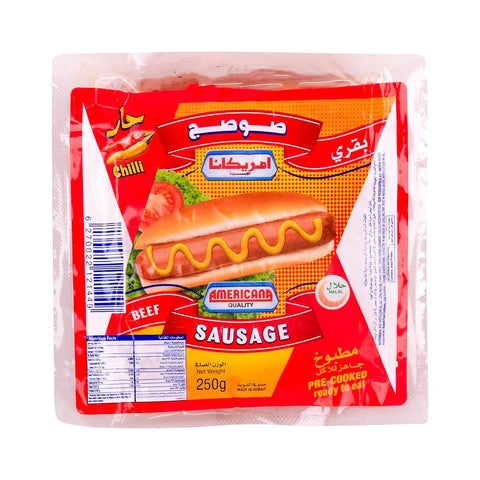 GETIT.QA- Qatar’s Best Online Shopping Website offers AMERICANA BEEF CHILLI SAUSAGE 250 G at the lowest price in Qatar. Free Shipping & COD Available!