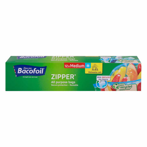 GETIT.QA- Qatar’s Best Online Shopping Website offers BACOFOIL ZIPPER ALL PURPOSE MEDIUM BAGS 12 PCS at the lowest price in Qatar. Free Shipping & COD Available!