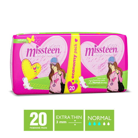 GETIT.QA- Qatar’s Best Online Shopping Website offers PRIVATE NATURAL COTTON FEEL EXTRA THIN MISS TEEN SANITARY 20PCS at the lowest price in Qatar. Free Shipping & COD Available!