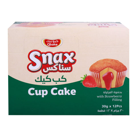 GETIT.QA- Qatar’s Best Online Shopping Website offers Qbake Snax with Strawberry Filling Cup Cake 12 x 30 g at the lowest price in Qatar. Free Shipping & COD Available!