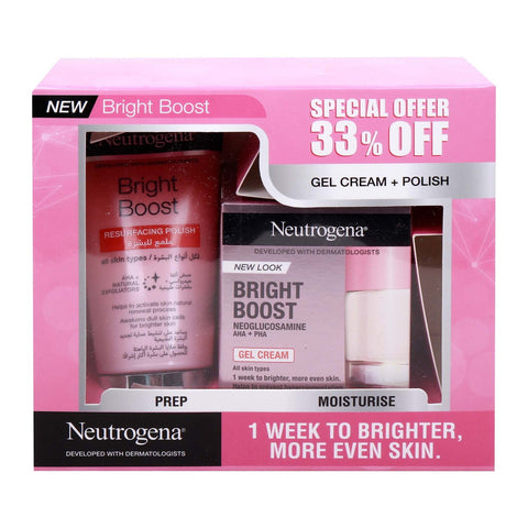 GETIT.QA- Qatar’s Best Online Shopping Website offers Neutrogena Bright Boost Gel Cream 50 ml + Bright Boost Resurfacing Polish 75 ml at the lowest price in Qatar. Free Shipping & COD Available!