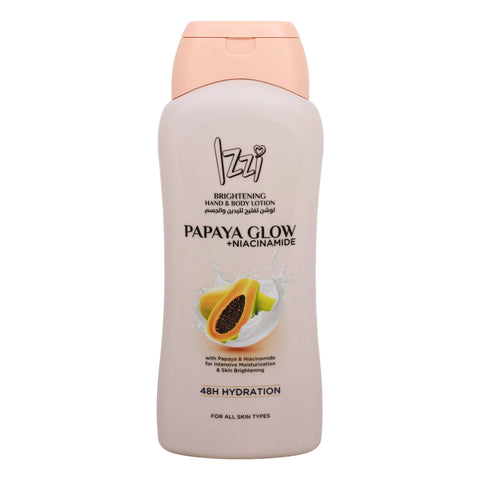 GETIT.QA- Qatar’s Best Online Shopping Website offers Izzi Papaya Glow + Niacinamide Brightening Hand & Body Lotion 400 ml at the lowest price in Qatar. Free Shipping & COD Available!