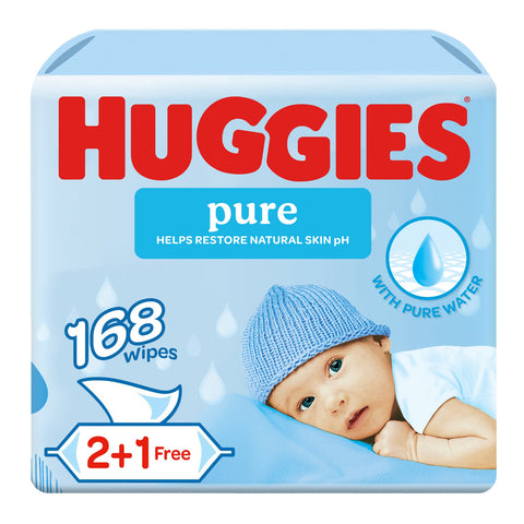 GETIT.QA- Qatar’s Best Online Shopping Website offers HUGGIES PURE BABY WIPES 99% PURE WATER WIPES 3 X 56 PCS at the lowest price in Qatar. Free Shipping & COD Available!