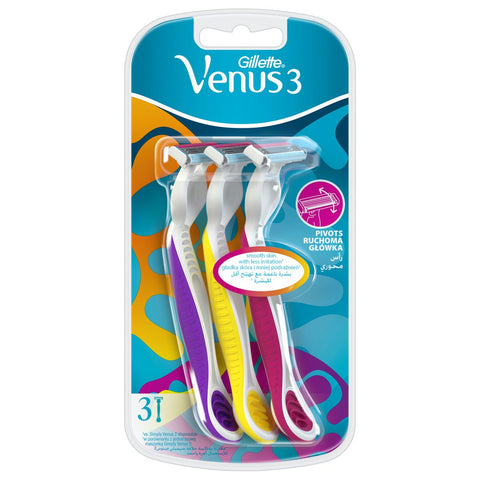 GETIT.QA- Qatar’s Best Online Shopping Website offers GILLETTE SIMPLY VENUS 3 BLADE PLUS DISPOSABLE RAZOR 3 PCS at the lowest price in Qatar. Free Shipping & COD Available!