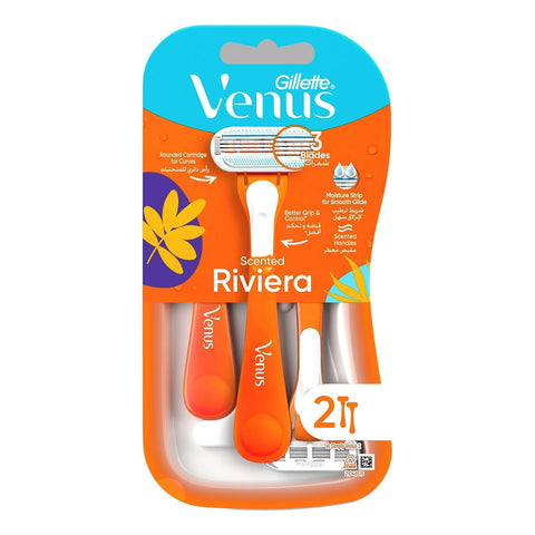 GETIT.QA- Qatar’s Best Online Shopping Website offers GILLETTE VENUS RIVIERA WOMEN'S DISPOSABLE RAZOR 2 PCS at the lowest price in Qatar. Free Shipping & COD Available!