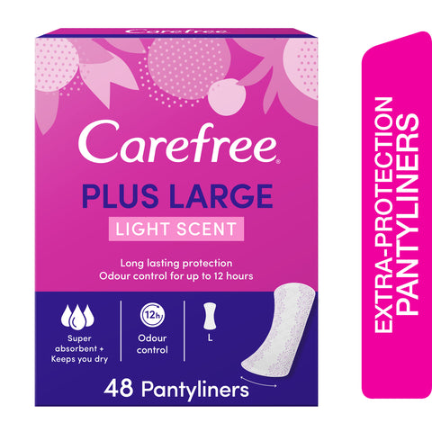 GETIT.QA- Qatar’s Best Online Shopping Website offers CAREFREE PANTY LINERS PLUS LARGE LIGHT SCENT 48PCS at the lowest price in Qatar. Free Shipping & COD Available!