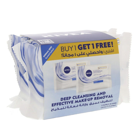 GETIT.QA- Qatar’s Best Online Shopping Website offers NIVEA CLEANSING WIPES FOR NORMAL SKIN 2 X 25 PCS at the lowest price in Qatar. Free Shipping & COD Available!