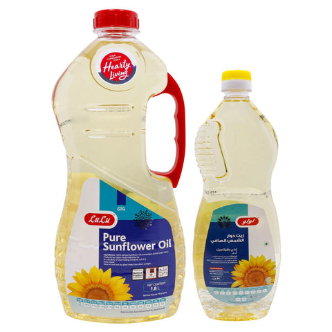 GETIT.QA- Qatar’s Best Online Shopping Website offers LULU PURE SUNFLOWER OIL 1.8LITRE + 750ML at the lowest price in Qatar. Free Shipping & COD Available!