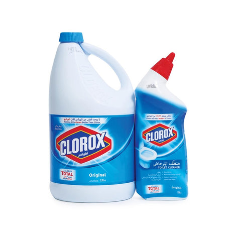 GETIT.QA- Qatar’s Best Online Shopping Website offers CLOROX BLEACH ORIGINAL 3.78 LITRE + CLOROX TOILET CLEANER 709ML at the lowest price in Qatar. Free Shipping & COD Available!