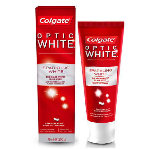 GETIT.QA- Qatar’s Best Online Shopping Website offers COLGATE FLUORIDE TOOTHPASTE OPTIC WHITE SPARKLING MINT 75 ML at the lowest price in Qatar. Free Shipping & COD Available!