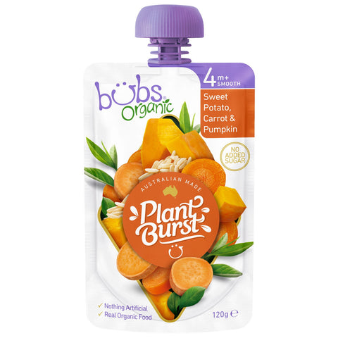 GETIT.QA- Qatar’s Best Online Shopping Website offers BUBS ORGANIC SWEET POTATO CARROT & PUMPKIN 4M+ 120 G at the lowest price in Qatar. Free Shipping & COD Available!