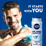 GETIT.QA- Qatar’s Best Online Shopping Website offers NIVEA MEN SHOWER GEL 3IN1 PURE IMPACT FRESH SCENT 500 ML at the lowest price in Qatar. Free Shipping & COD Available!