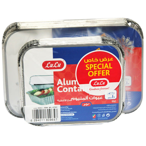 GETIT.QA- Qatar’s Best Online Shopping Website offers LULU ALUMINIUM CONTAINERS WITH LIDS 8342 10PCS + 8389 10PCS at the lowest price in Qatar. Free Shipping & COD Available!