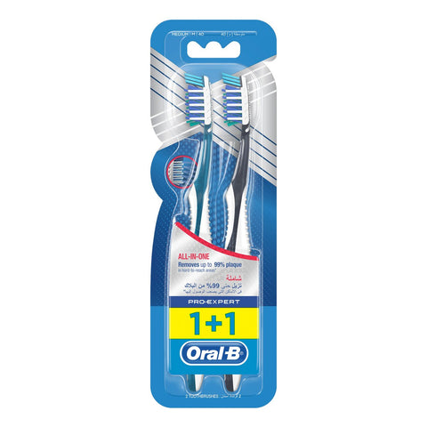 GETIT.QA- Qatar’s Best Online Shopping Website offers ORAL B TOOTHBRUSH PRO-EXPERT ALL-IN-ONE MANUAL ASSORTED COLORS 1+1 at the lowest price in Qatar. Free Shipping & COD Available!