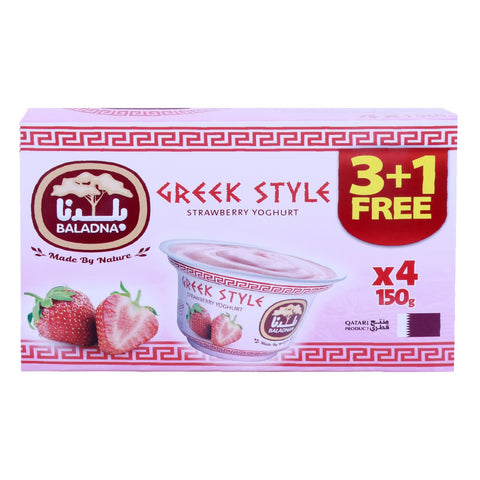 GETIT.QA- Qatar’s Best Online Shopping Website offers Baladna Greek Yoghurt Strawberry 4 x 150g at lowest price in Qatar. Free Shipping & COD Available!