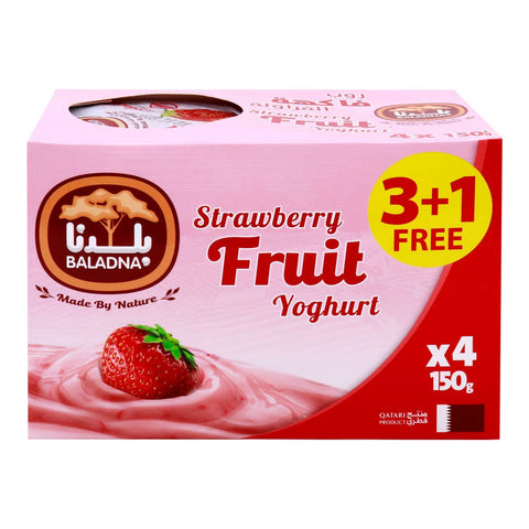 GETIT.QA- Qatar’s Best Online Shopping Website offers Baladna Strawberry Fruit Yoghurt, 4 x 150 g at lowest price in Qatar. Free Shipping & COD Available!