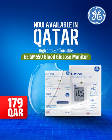 GETIT.QA- Qatar’s Best Online Shopping Website offers GE GM 550 BLOOD GLUCOSE MONITOR  GE METER + STRIPS + LANCETS at the lowest price in Qatar. Free Shipping & COD Available!