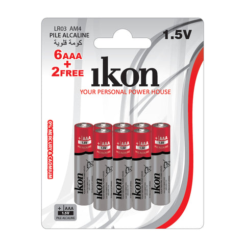 Ikon alkaline AAA battery 1.5V, 8 pcs